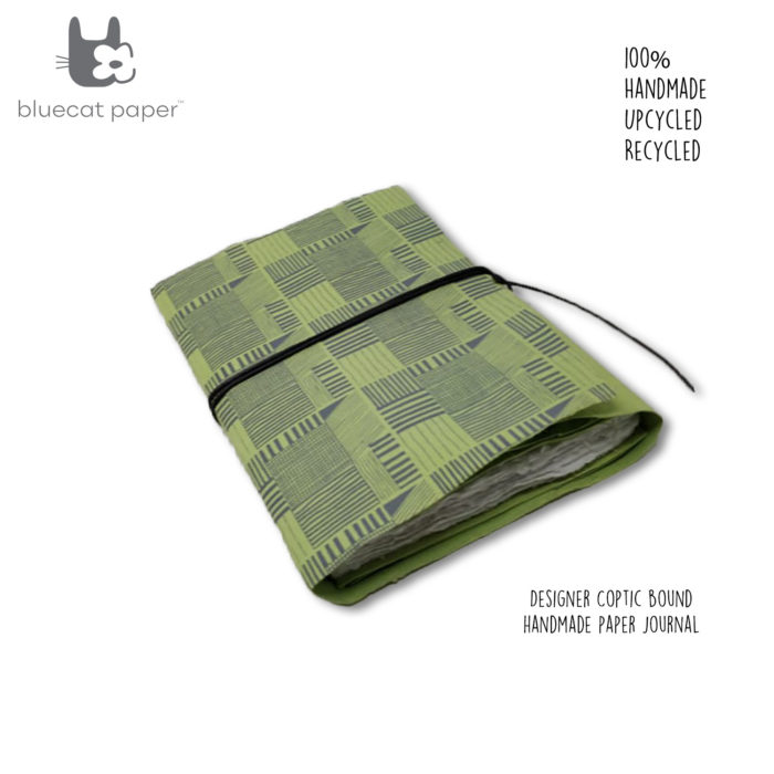 Coptic bound handmade green book